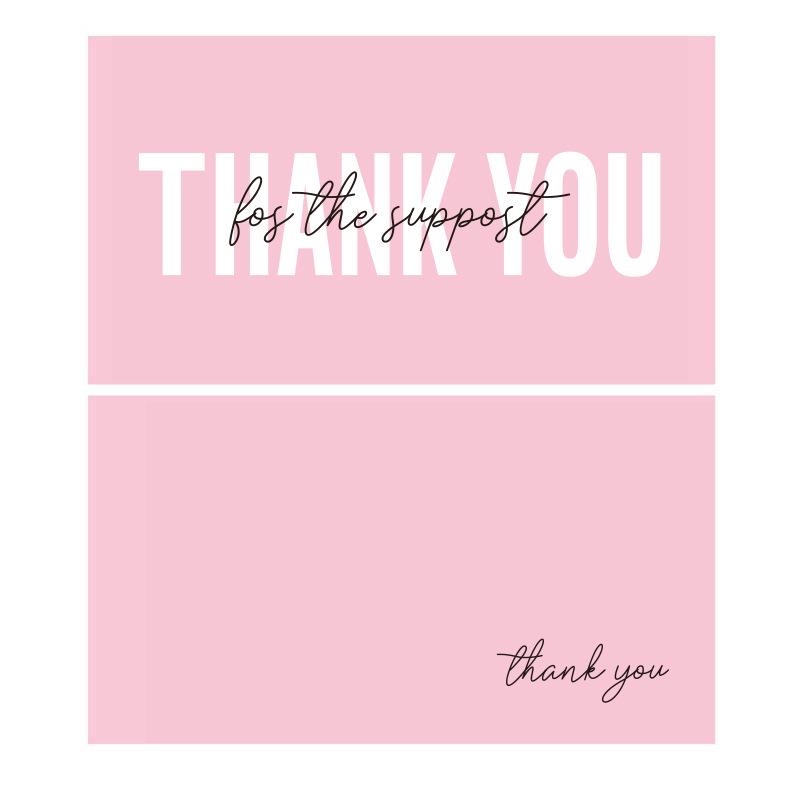 50 Pink Thank You Postcards for Holiday Greetings (50 Sheets/Pack)