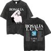 Rosalia LUX Tour Koszulki z Nadrukiem Męskie Damskie Moda Estetyka Vintage Spierana Koszulka Bawełna Wysokiej Jakości Oversize Koszulki