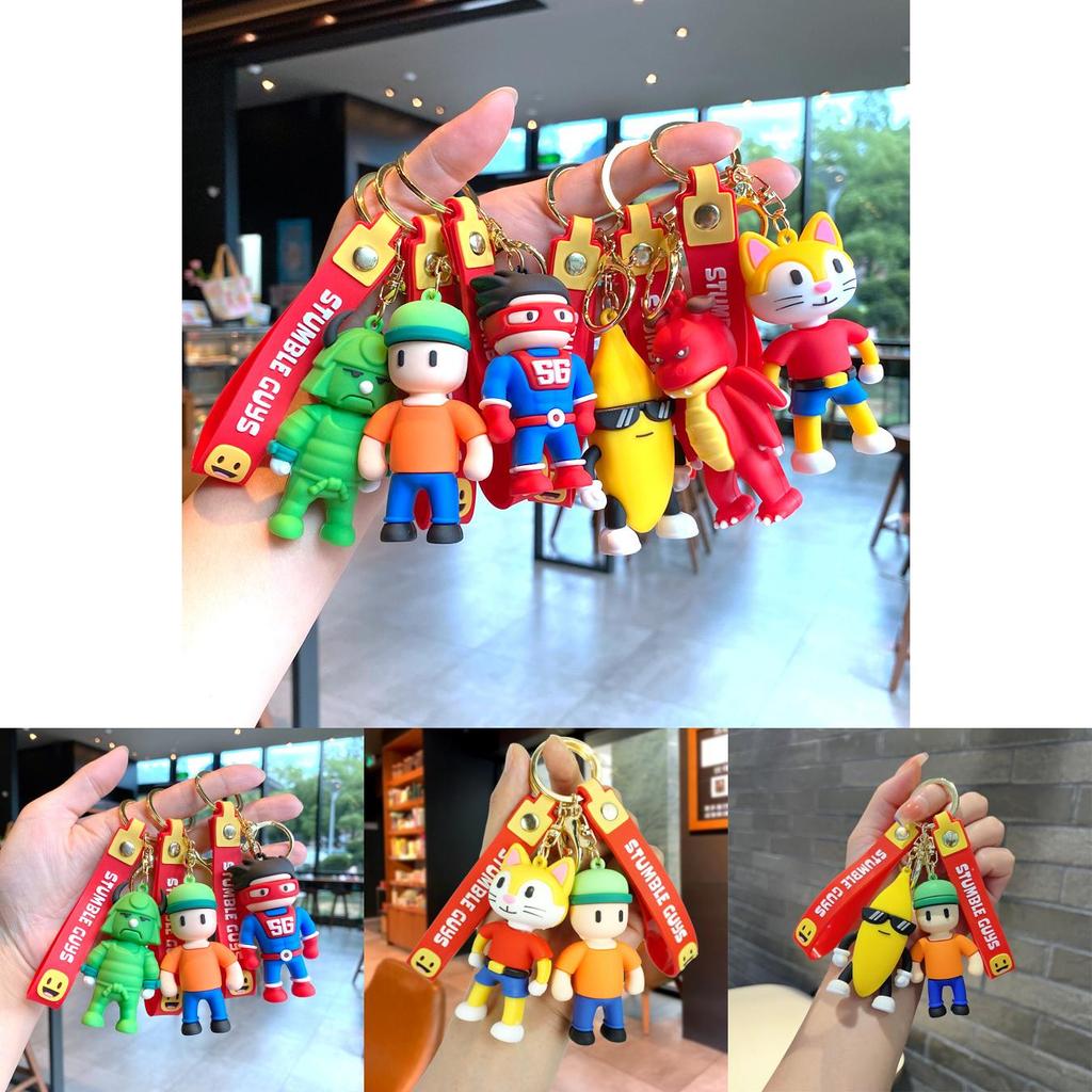 Adorable Cartoon Stumble Guy Keychain Cute Rubber Bag Charm Key Accessory