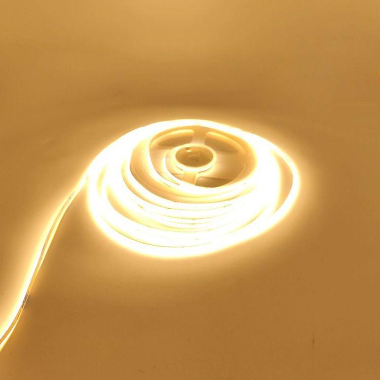 COB Self-Adhesive LED Light Strip: Flexible 5V/12V/24V, Low Voltage, Three-Color for Home, Ceiling, Cabinet, and Mall Decor