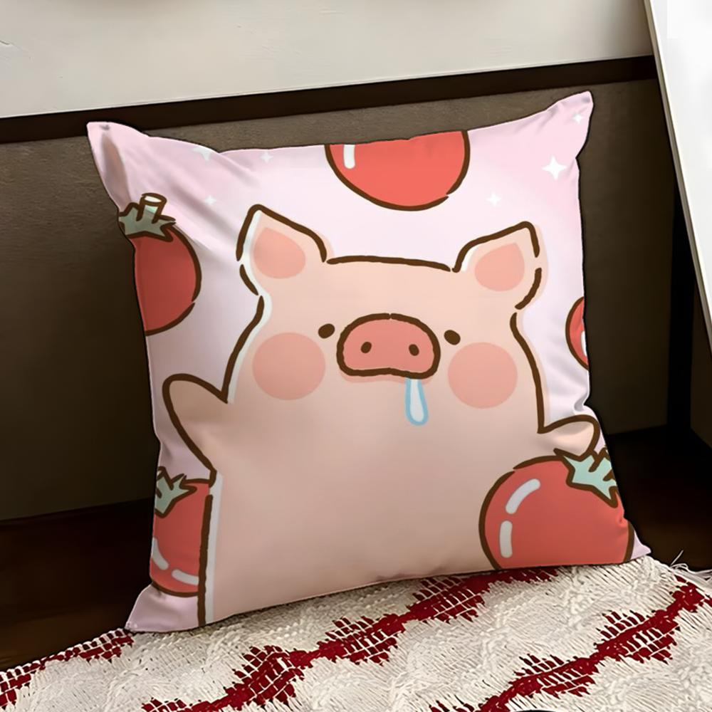 Cartoon LLulu Pig Pink Cushion Cover Reversible Soft Durable Pillow Cover Home  Car MultiScene Use for Daily Comfort