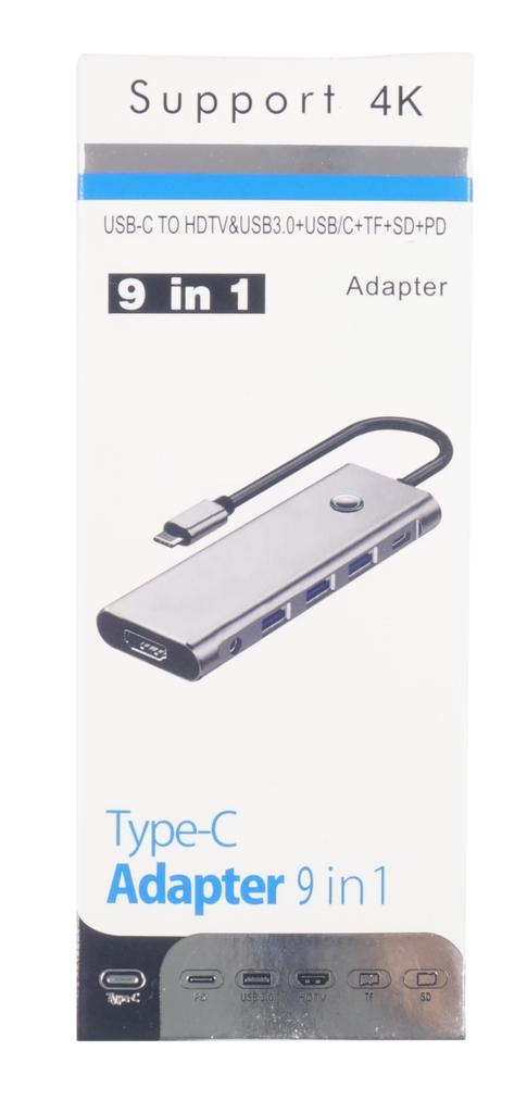 Stacja Dokująca 9W1 Hub Usb 3.0 Hdmi Power Delivery 100W 4K 60Hz Przycisk
