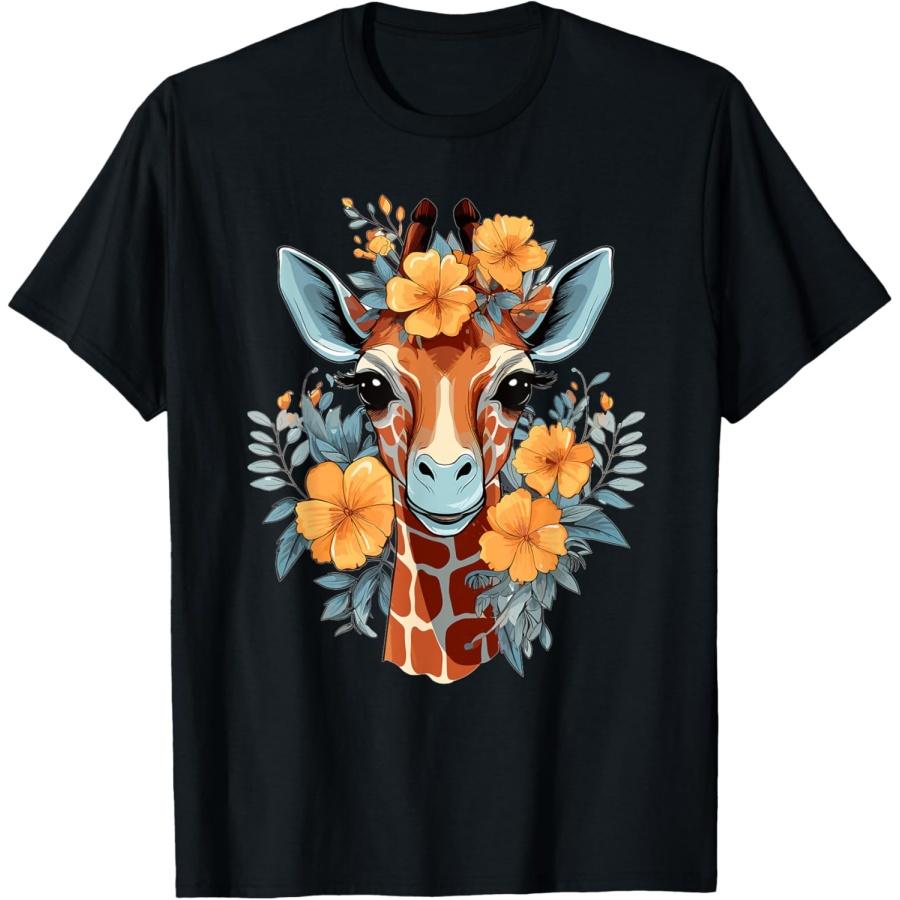 Colorful Giraffe With Flower I Giraffe T-Shirt XXXXXL чёрный