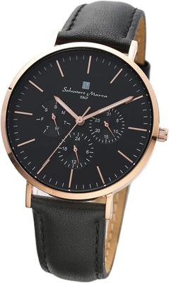 Montre multi-calendrier en acier inoxydable [Salvatore Mara] SM22102-PGBK pour homme