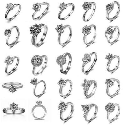 Damen Klassischer Moissanit Ring: Verstellbarer S925 Silberimitat, Ein Karat, für Paare.