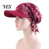 Sun Hat Headscarf Hat, Cashew Flower Print Ethnic Style Turban Cap, Elastic Fabric Protection for Cycling Sports Chemotherapy Cap