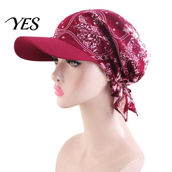 Sun Hat Headscarf Hat, Cashew Flower Print Ethnic Style Turban Cap, Elastic Fabric Protection for Cycling Sports Chemotherapy Cap