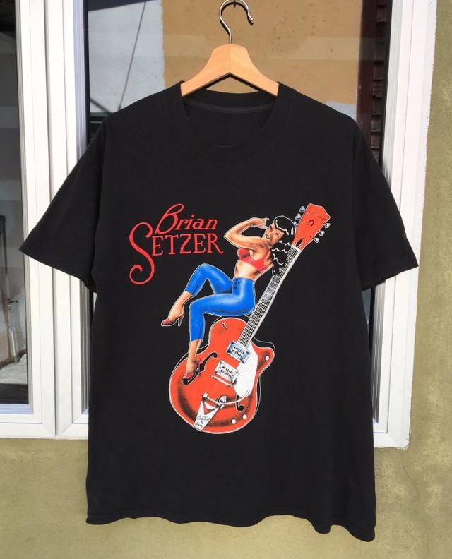 Vtg Brian Setzer Orchestra Band Heavy Cotton Black Full Size Tee Shirt TU185 S