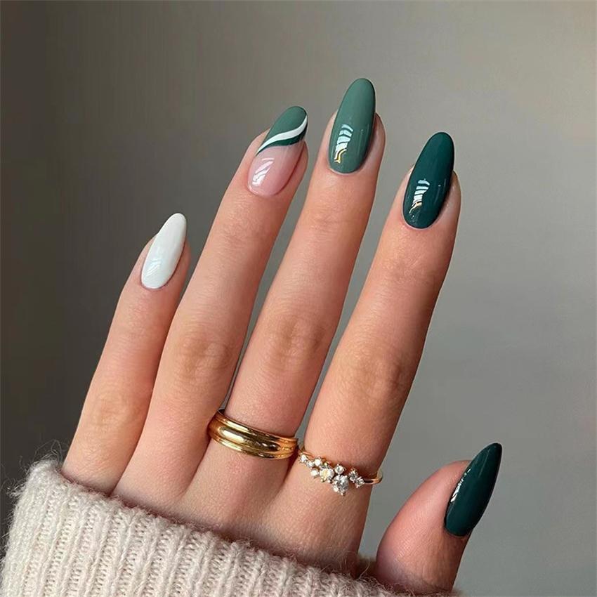 24Pcs Removable Ballerina Fake Nails Almond Shaped Press On Nails For Women Girls Nail Art Decoration