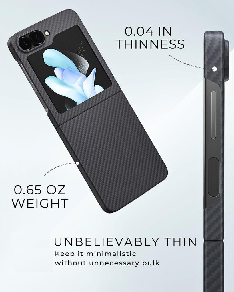 iColors Carbon Fiber Magnetic Case for Samsung Galaxy Z Flip 6 Support Magsafe Z Flip 6 Ultra-thin Aramid Fiber Cover Glass