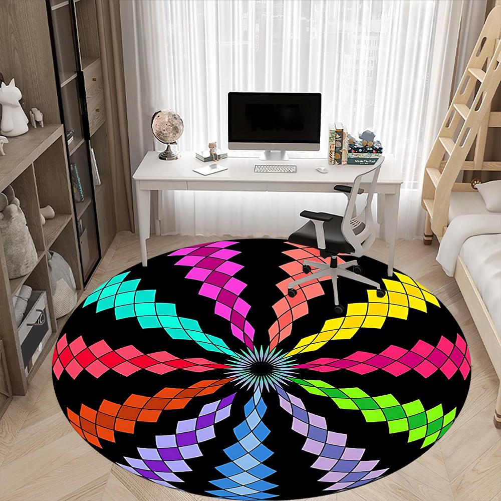 1 Stück bunter runder Teppich für das Büro, rutschfest, weich und langlebig, für die Innendekoration, perfekt fürs Büro