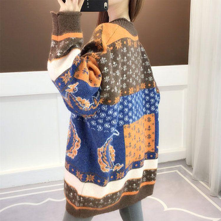 Sweater for Women Winter Oversize Stretchy Thickened Pullover Warm Knitted Striped V Neck Long Sleeve Jumper Tops