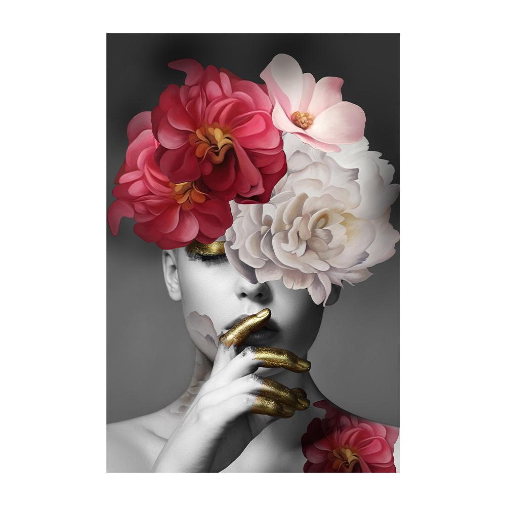 Nordic Flowers Head Woman Canvas Paintings On the Wall Art Posters And Prints Feather Girls Wall Pictures Home Decoration