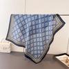 Contrasting color frame geometric imitation velvet herringbone pattern cotton and linen feeling small square scarf silk scarf headscarf shawl decorati