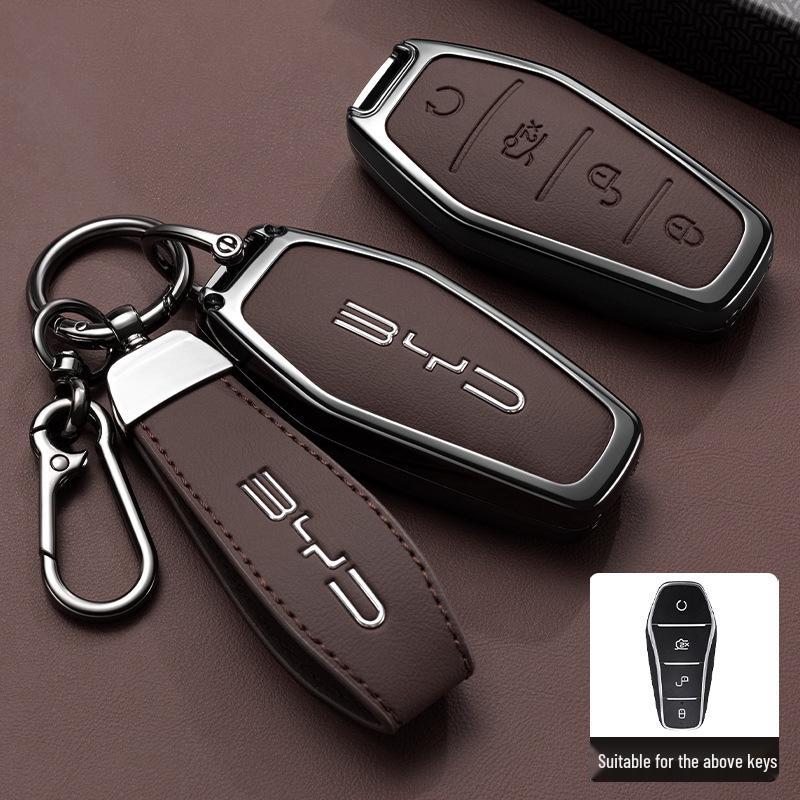 Premium Car Key Bag with Buckle for BYD Han, Qin Plus, Song Pro, Tang, Dolphin, and E9