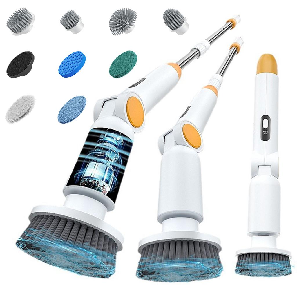 Elektryczna szczotka obrotowa, 2025 Nowa bezprzewodowa szczotka czyszcząca IPX7 Wodoodporna, Szczotka do czyszczenia prysznica z 8 wymiennymi głowicami szczotkowymi