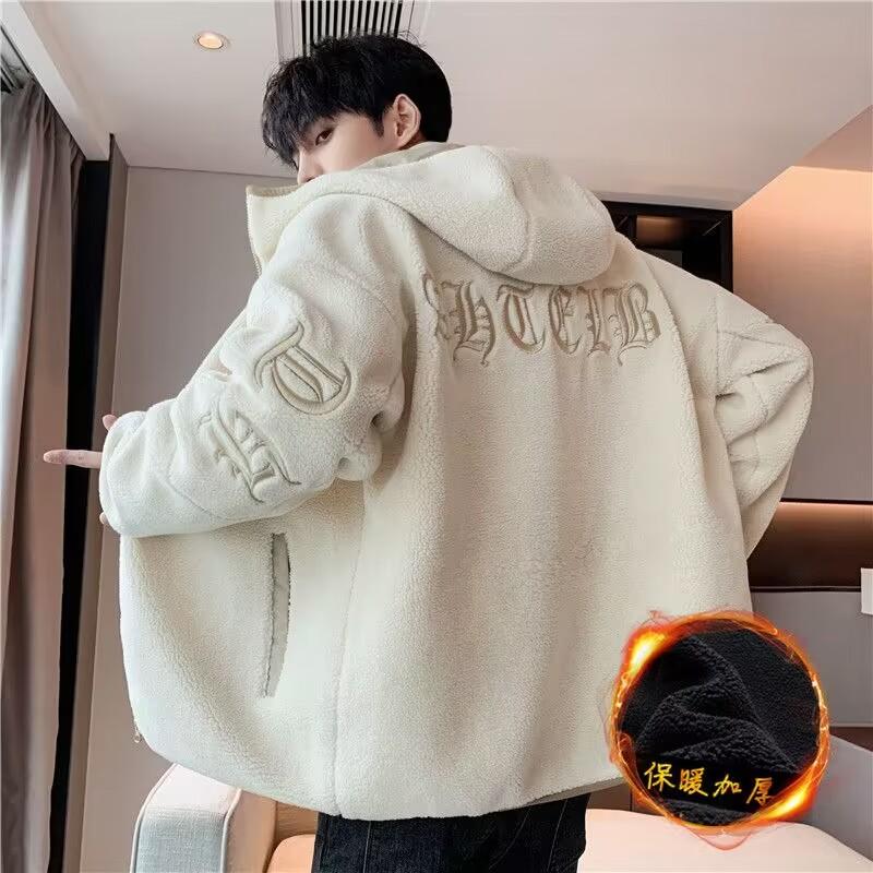 

Мужская хлопковая куртка с капюшоном, на подкладке из овечьего бархата, тонкая, 2026, новая коллекция осень-зима, свободного кроя, модная брендовая хлопковая куртка с открытым карди... M