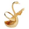 Coffee Dessert Spoon Set Gold Zinc Alloy Durable Corrosion Resistant Stable Glossy Swan Base Spoon