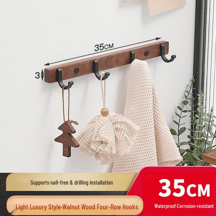 Cuier de perete din lemn de fag cu cârlige pentru haine și pălării: Instalare fără găurire pentru intrare, hol sau dormitor.