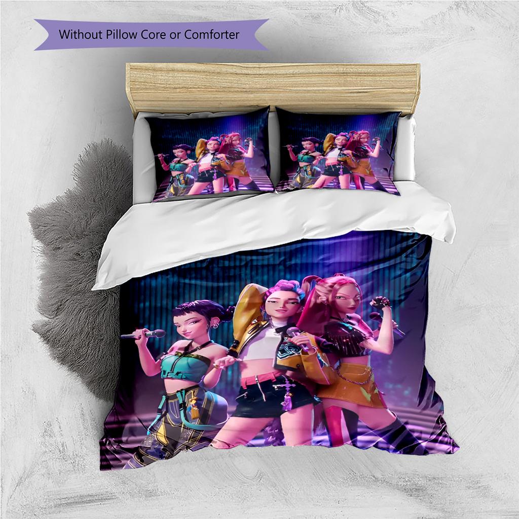 Anime Pattern Bedding Quilt Set Quilt Cover Pillowcase Home Decoration Birthday Gift (1 * Duvet Cover + 2 * Pillowcase, Without Core)