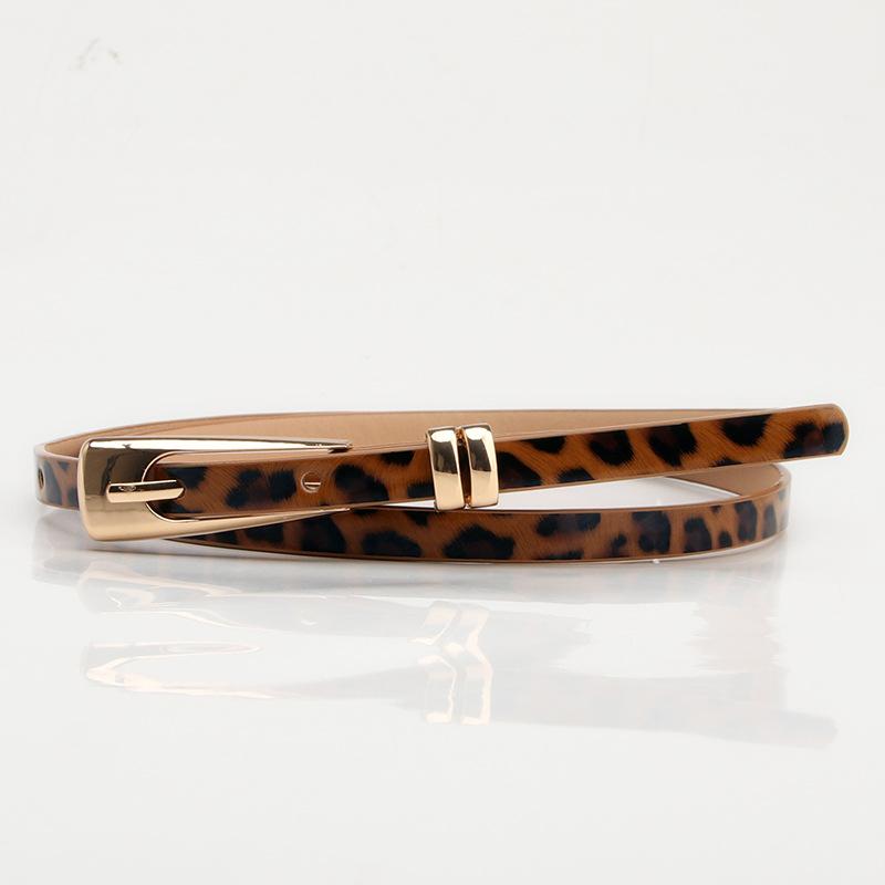 New Leopard Print Color Fashionable and Versatile Women's Fine Belt with Alloy Pin Buckle Pairs Well with Sweater, Dress and Suit Decorative Straps