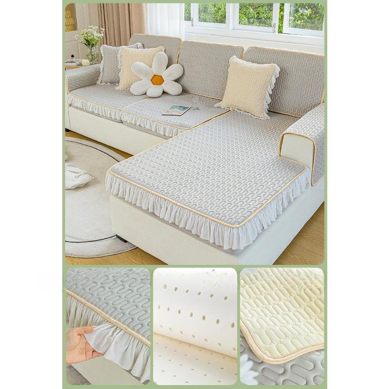 

Латексный чехол для дивана из ледяного шелка, новинка 2024 года, универсальный универсальный чехол, шикарная нескользящая диванная подушка, летний летний коврик 60*60