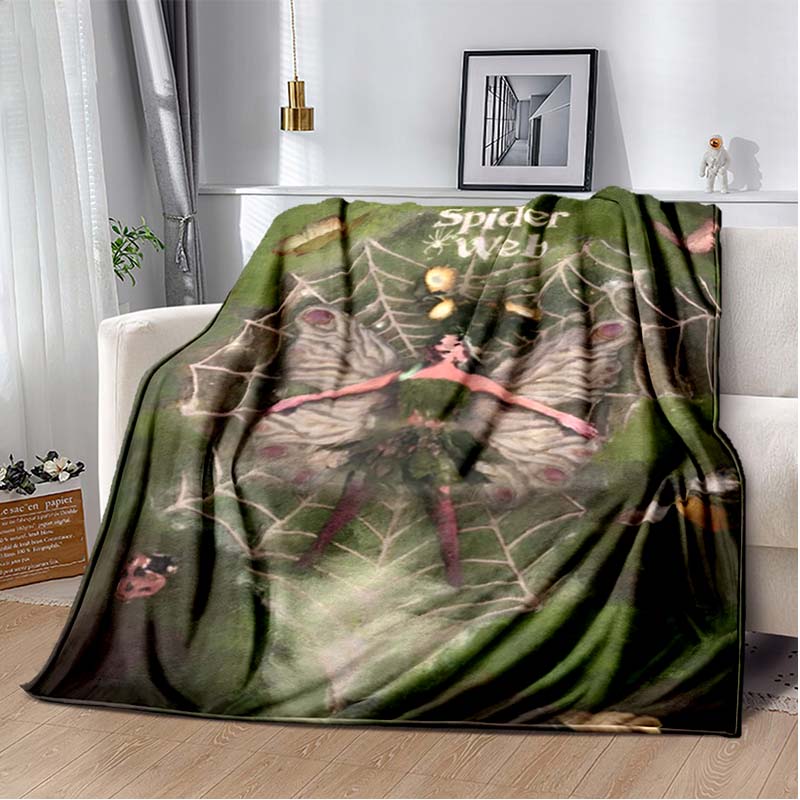 Pink & Black Gothic Collage Print Flannel Blanket, Edgy Witchy Throw Blanket