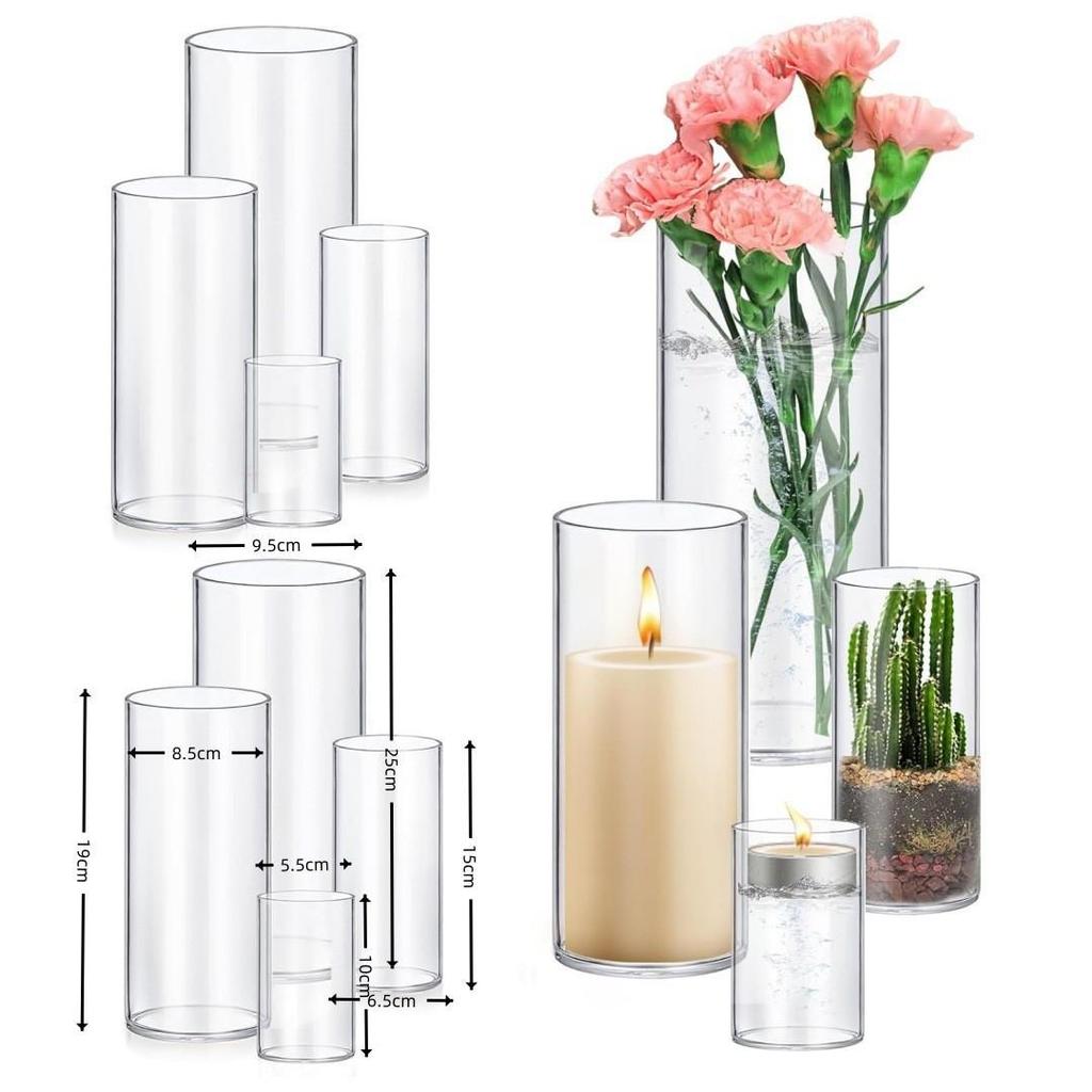 Cylindrical Glass Flower Vase for Wedding and Home Décor