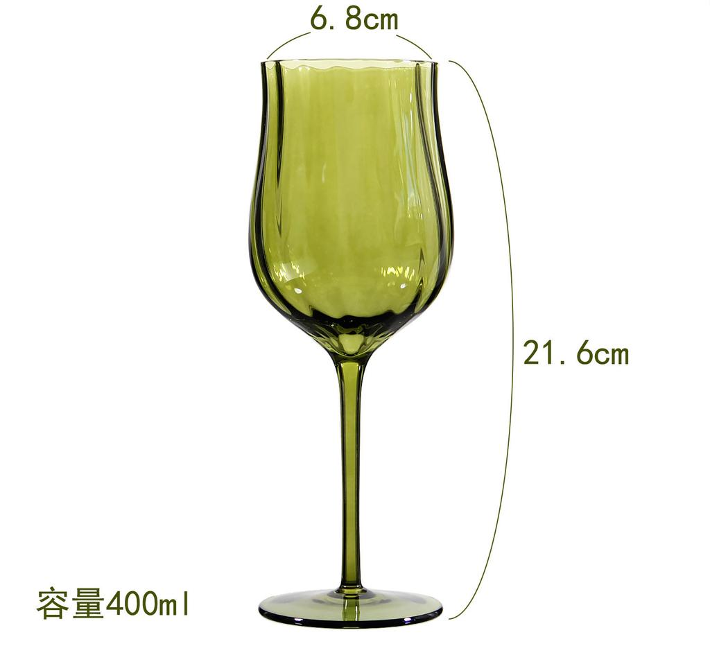 Retro Green Wine Glass Minimalist Textured Glass Goblet French Style Home Bar Party Drinkware for Red Wine Tasting & Decor Gifts