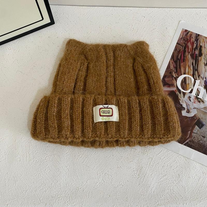 

JYL TS DIY Cat Ear Beanie Women Winter Dark Gray Cute Knit Hat Acrylic 1222Mao12227 озеро синий