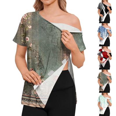 Women's Post-operative Short-sleeved Color Shirt With Shoulder Zipper And Side  Closure.