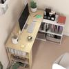Eck-Computertisch, L-förmiger Schreibtisch mit 360 Grad drehbarem Bücherregal, 120L x 110B x 74,5H cm, Natur und Weiß