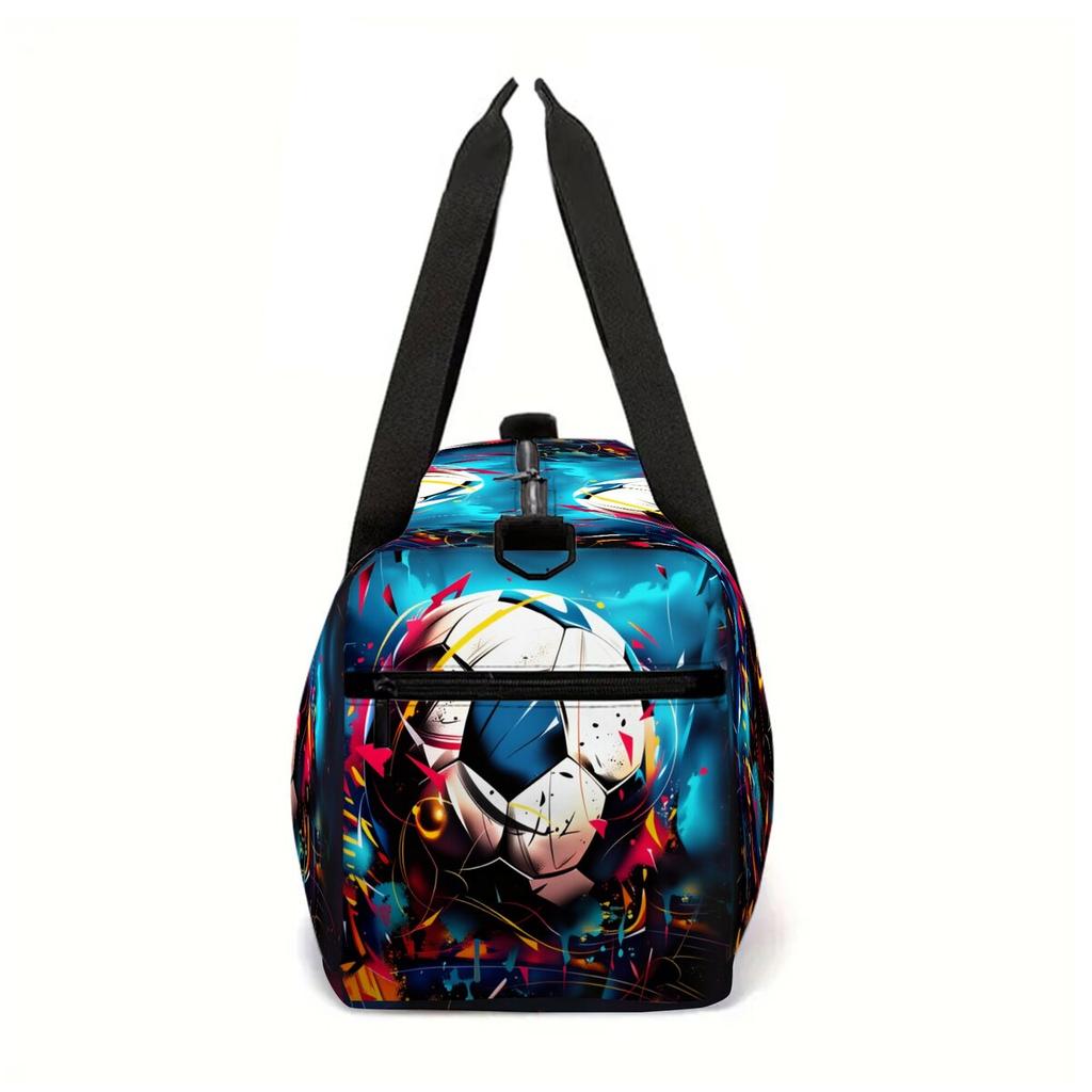 Football Pattern Large Capacity Luggage Bag for Boy/Girl Best Gift 2D Cartoon Travel Duffels Outdoor Fitness Bag for Children