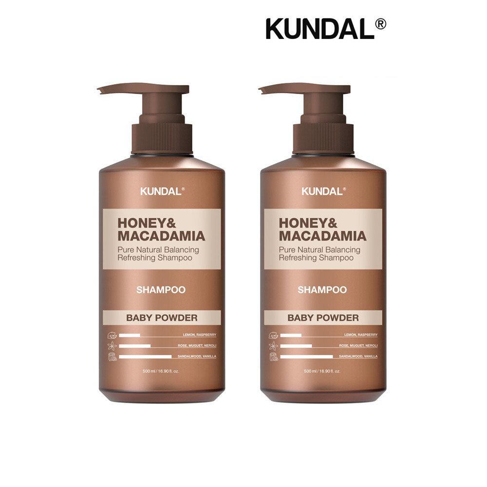 KUNDAL Honey & Macadamia Nature Shampoo Baby Powder 500ml x2