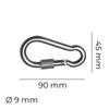 Zinc Plated Firefighter Snap Hook with Safety Lock Ø9mm X 9cm Edm