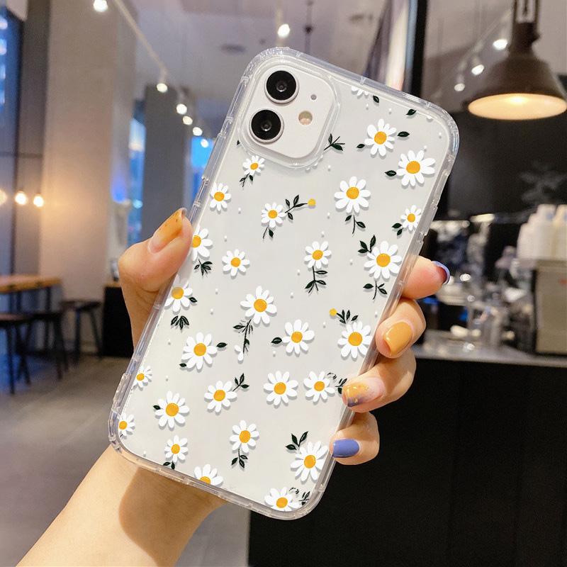 Flower Phone Case For iPhone 17 Pro Case iPhone 14 15 13 11 12 16 Pro Max Air 7 8 Plus XR SE Soft Silicone Transparent Cover