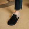 Fashion NEW Winter Women Pumps Round Toe Flat Heel Shoes Cow Suede Leather Shoes Women Slip-on Belt Buckle Shoes Warm Wool Women Loafers