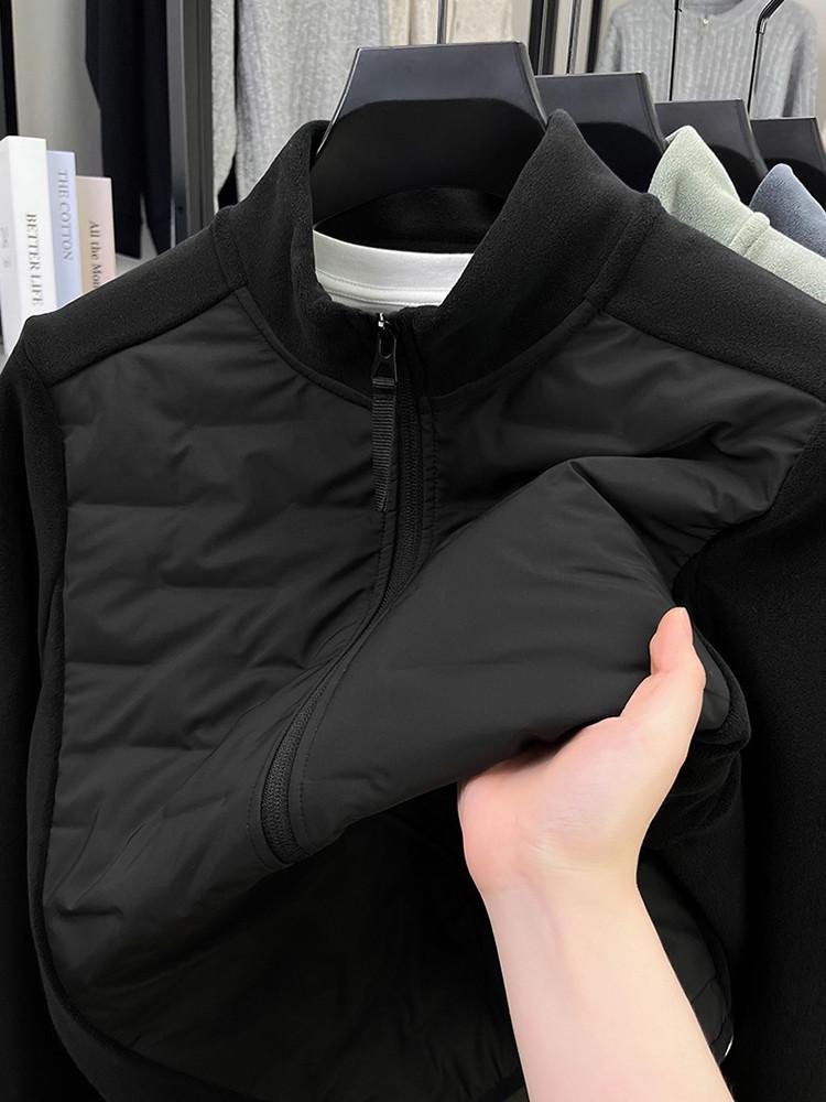 Men's Lightweight White Duck Down Jacket, Stand Collar, Thick, Warm Fleece, for Autumn and Winter.