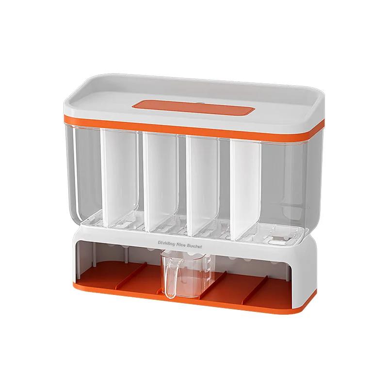 

Домашний диспенсер для хлопьев, герметичная банка для хранения риса с 5 отделениями, контейнер для сухого зерна, кухонный органайзер для хранения хлопьев