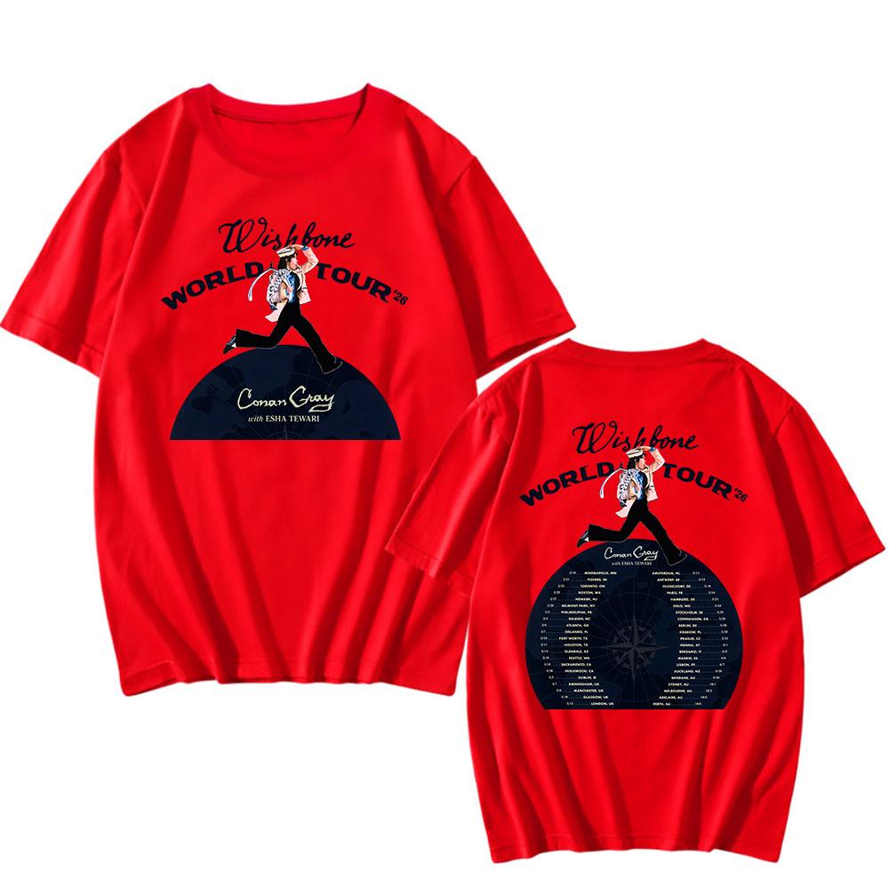 Wishbone World Tour 2026 Koszulki CONAN GRAY Modna Koszulka Krótki Rękaw Luźna Bawełniana Koszulka Streetwear Unisex Koszulki
