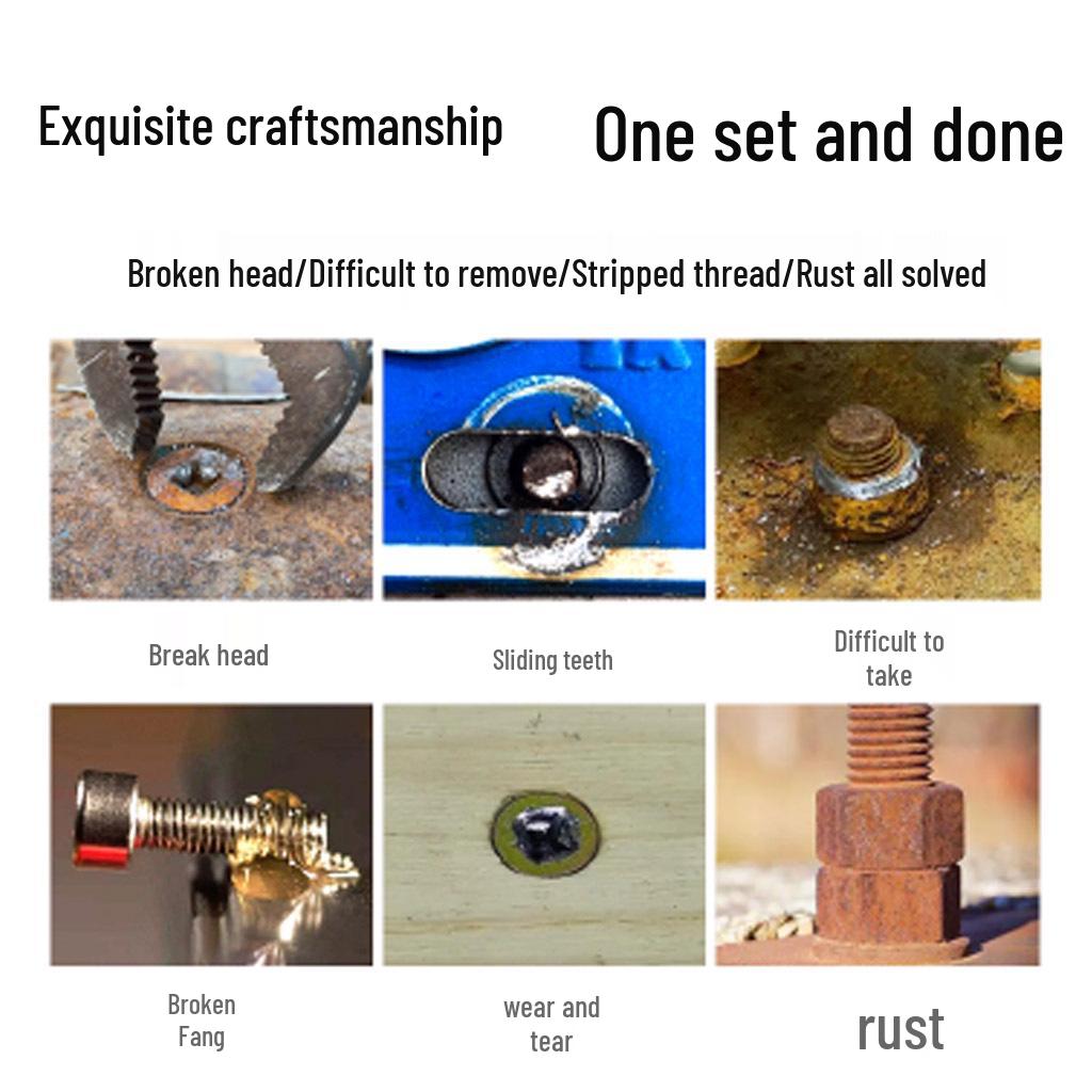 High Torque Wear-Resistant Reverse Thread Nut Extractor Set for Rusted or Damaged Nuts