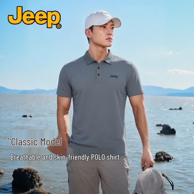 JEEP Men s Soft Anti-Wrinkle Short Sleeve Polo Shirt M темно-серого
