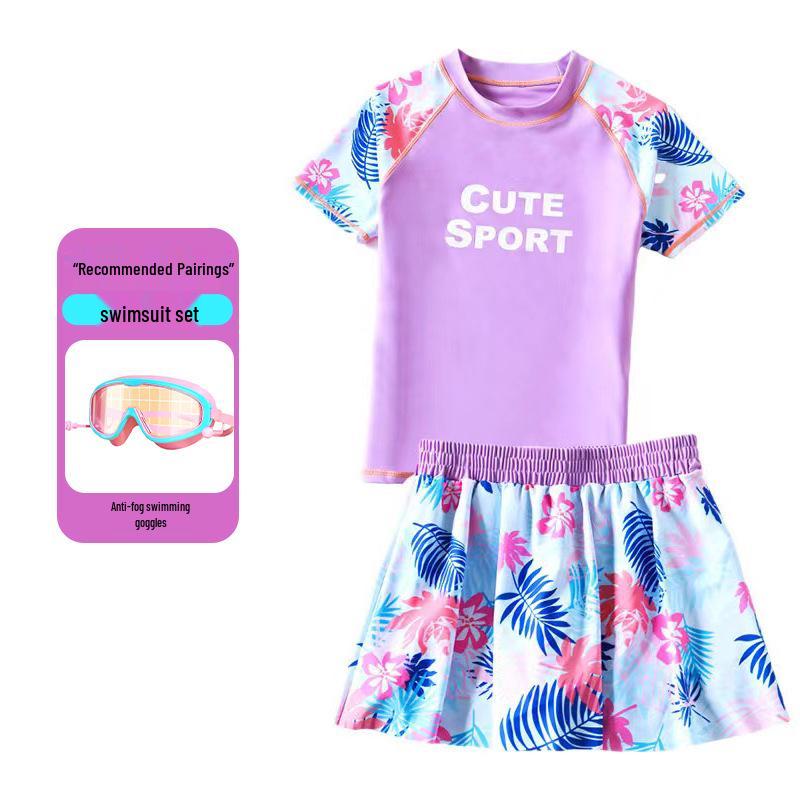 Plus Size Kids' Quick-Dry UPF50+ Swimsuit: Comfortable, High Elasticity, Non-Binding Sun Protection for Chubby Kids, Short & Long Sleeve Options