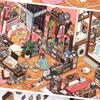 Kawaii Stay-at-Home Diary 3D Family Gathering Landscape Sticker  DIY Pocket Cabin Scene Festival Gift