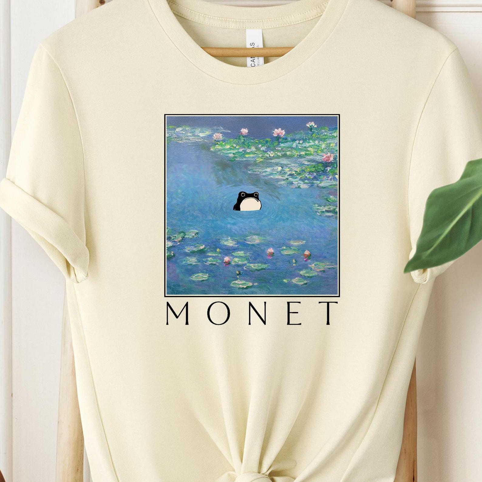 Funny Frog Tee: Monet Waterlily Art Shirt S