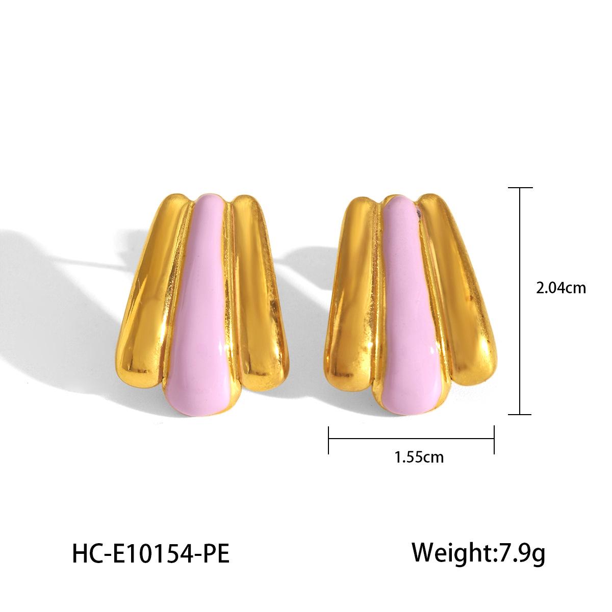 New Drip Oil Stainless Steel Earrings, 18K Gold Plated Studs, Stylish Titanium Steel Ear Jewelry розовый