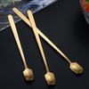 3Pcs 13.2cm Stainless Steel Square Head Stirring Spoon Long Handle Dessert Spoon, Gold (BPA Free, No FDA)