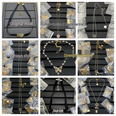 Vintage Diga Necklace: Diamond & Pearl Inlaid CD Letter Clavicle Chain & Sweater Chain for Women