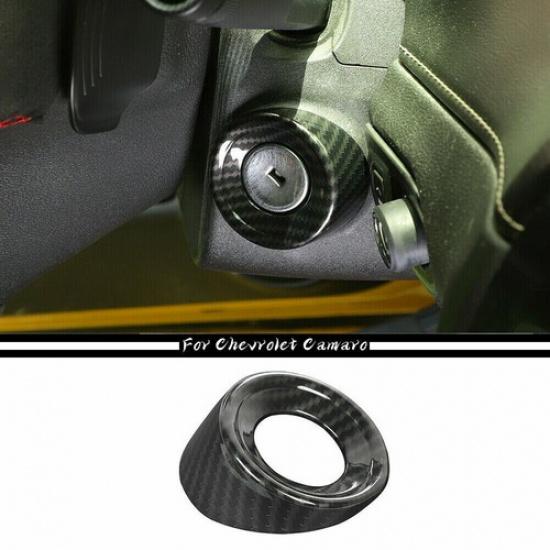 Carbon Fiber Start Key Socket Cover Trim Accessories For Chevrolet Camaro 10-15