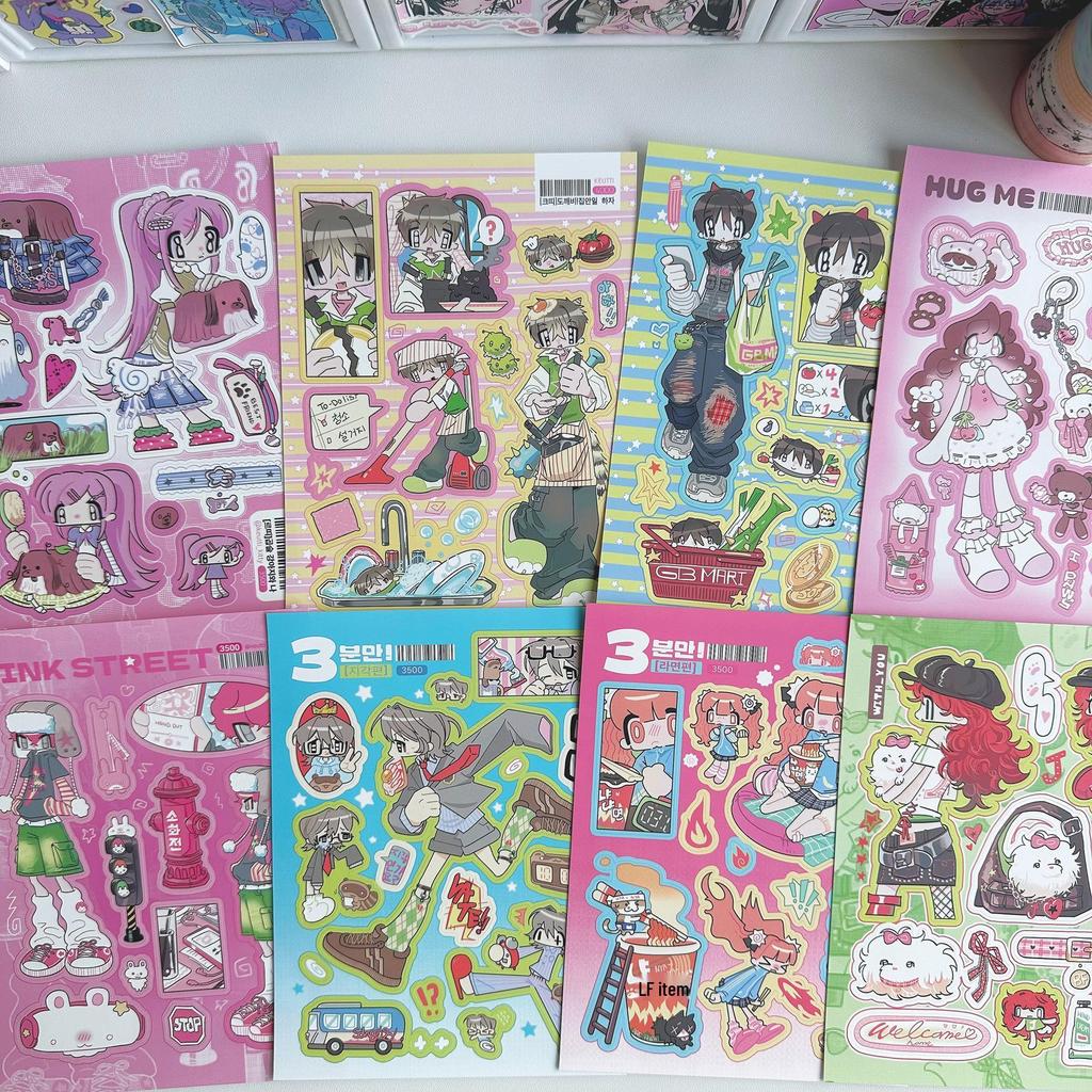 Korean Style Anime Stickers: Cute Cartoon Girl & Cool Boy Characters for Creative Journals